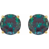 14K Yellow 7 mm Lab-Grown Alexandrite Stud Earrings